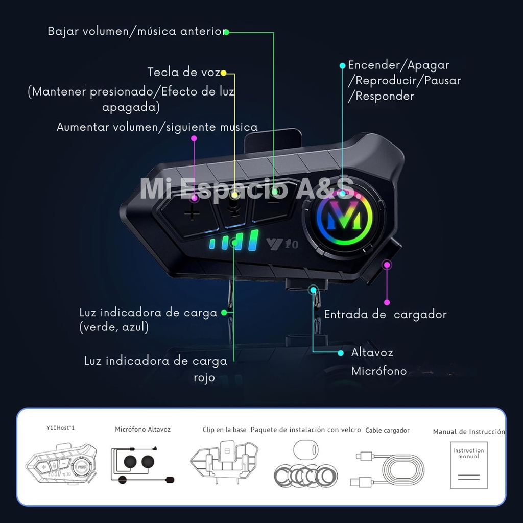 Auricular inalámbrico p/ casco bluetooth